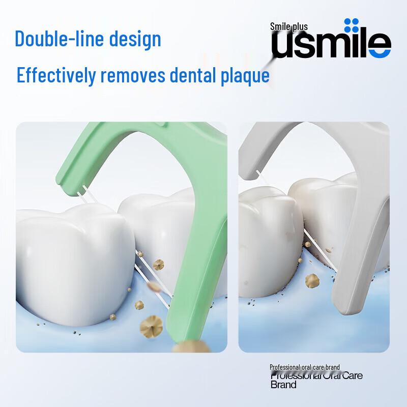 usmile Double Line Ultra-Fine Floss Picks, Fresh Anti-Cavity