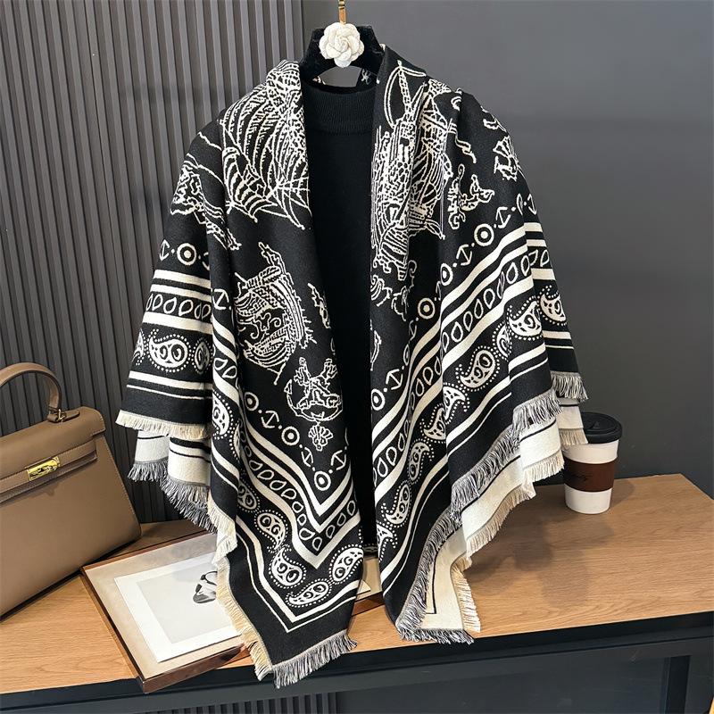 New Outer Office Blanket Autumn and Winter Warm Square Scarf Imitation Cashmere Thickened Shawl