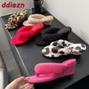 Fashion New Footwear Flock Women Wedges Slippers Flip Flops Shoes Fashion Round Toe Ladies Wedges Slippers Shoes Female Sandals Slides