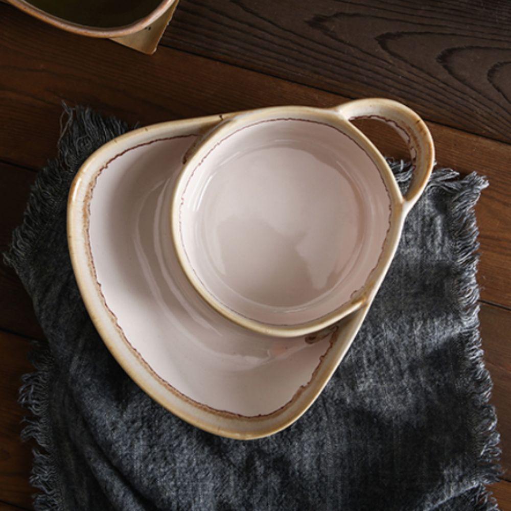 Heat-resistant Vintage Separated Fruit Salad Plate Ceramic French Fry Plate Dinner Dish Hotel