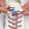 NO.8 1Pair Rainbow Shoelaces Magnetic Metal Lock Elastic Shoelace No Tie Shoe Laces Kids Adult Quick Lace Rubber Band Shoestrings