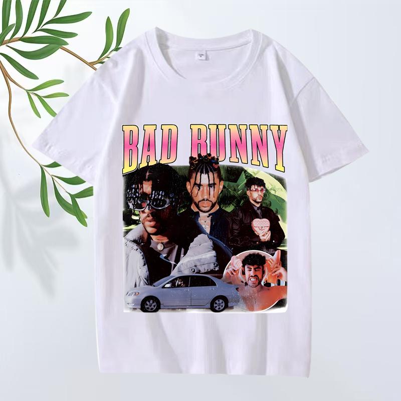 Классическая футболка Bad Bunny 2025 Новая Унисекс s Женская Оверсайз 100% Хлопок Уличный Стиль Короткий Рукав Летний Принт Графика Унисекс Топы