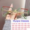 Fashion Big Square Anti Blue Light Women Glasses Ultralight Metal Double Color Frame Prescription Eyeglasses Myopia Glasses -4.5