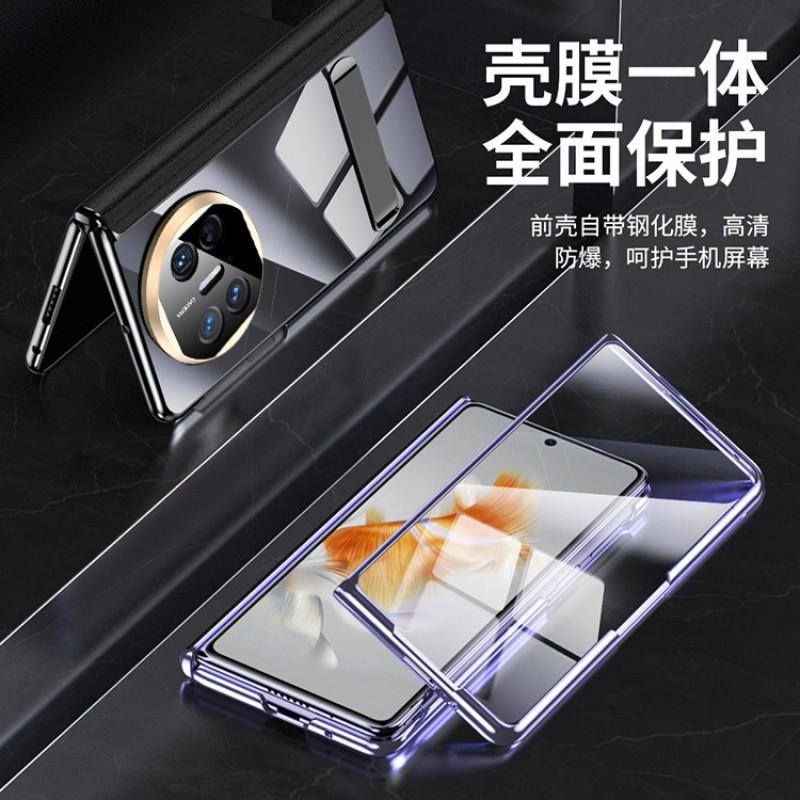 Mate X5 Full Coverage TPU Case With Built-in Screen Film Electroplated Transparent Hinge Protection Stand Cover