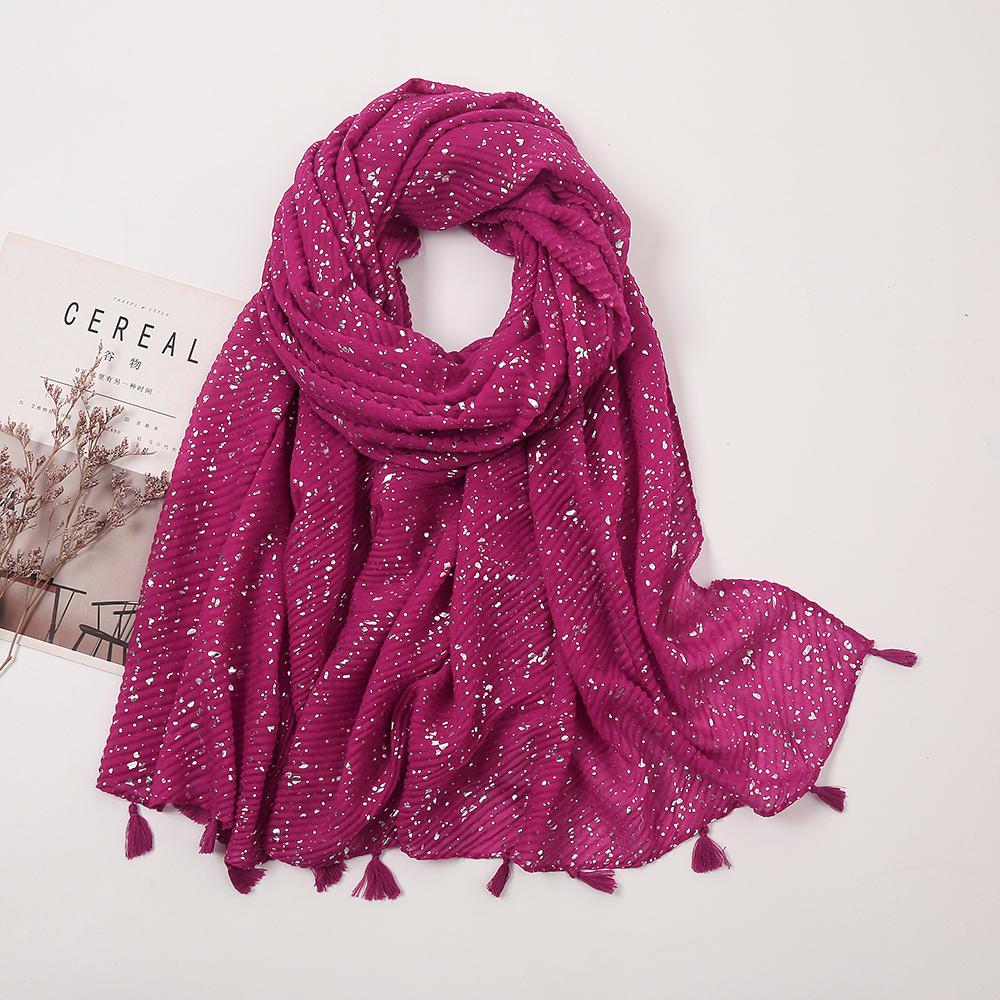 Блестящие мусульманские хиджабы, хлопковый шарф для женщин, большой размер, длинные шали, палантины, обертывания, исламский тюрбан, головной платок 190*85см