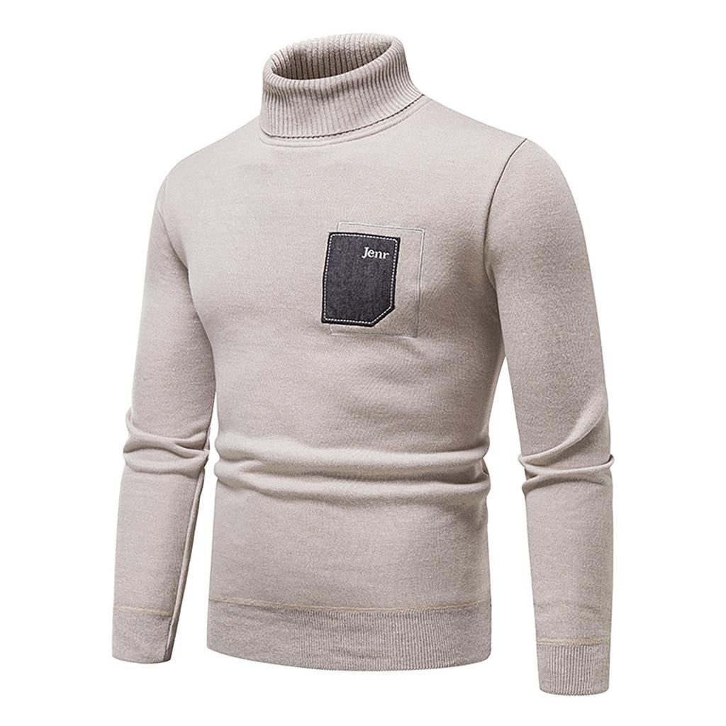 Men's Sweater High Neck Sweater Solid Color Slim Bottoming Sweater