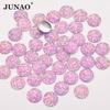 JUNAO 12mm 50Pcs Shiny Silver Round Rhinestone Applique Flatback Resin Gems Crystal Stone Stickers Non Sew Strass for Decoration