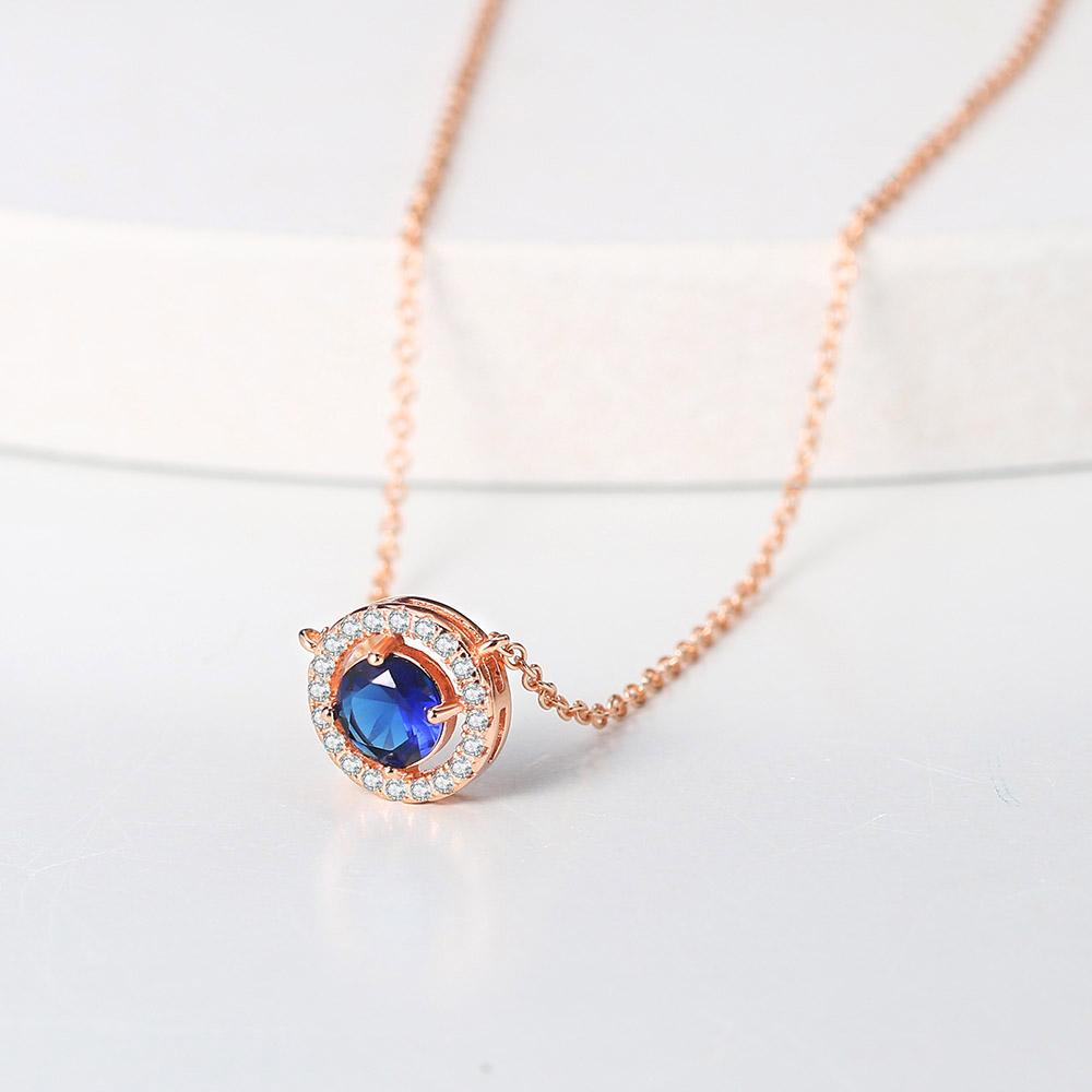 ZHOUYANG Pendants Necklace For Women Retro Blue Zircon Rose Gold Choker Chain Unusual Wedding Bride Jewelry N149