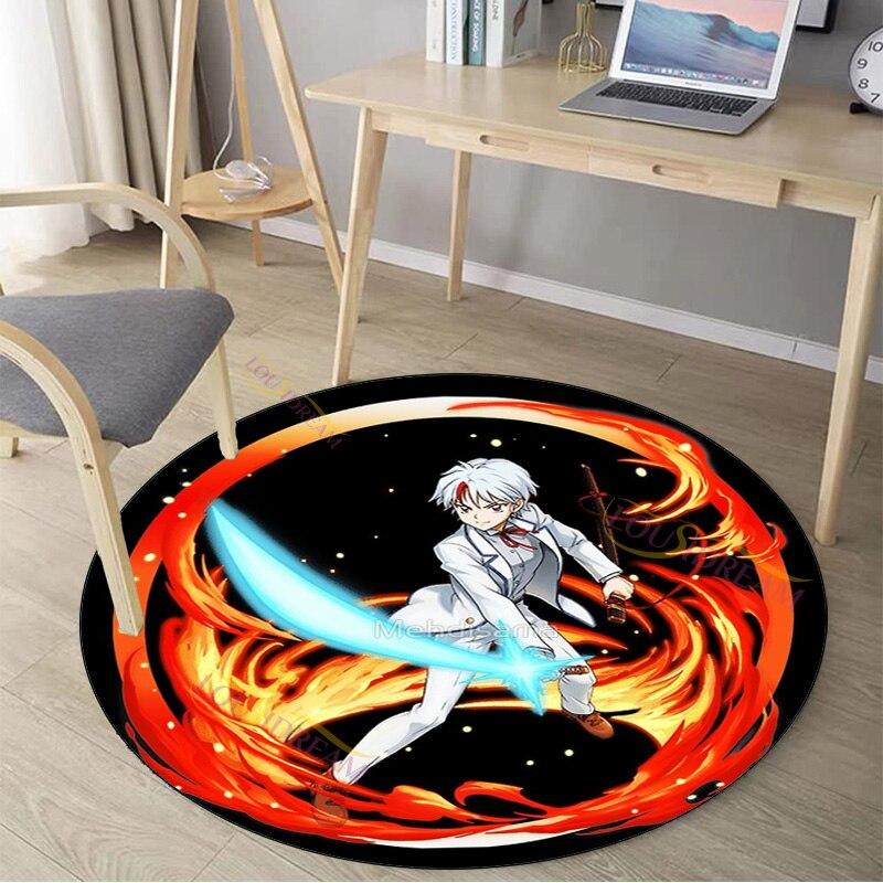 3D принт Hanyou No Yashahime, ковер с узором, круглый ковер, домашний декор, противоскользящий круглый коврик для спальни, коврик для стула