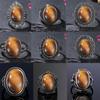 Винтажное кольцо из серебра 925 пробы с тигровым глазом, овальное кольцо с натуральным камнем, кольца для вечеринки, ретро, тонкие ювелирные изделия для женщин, мужчин