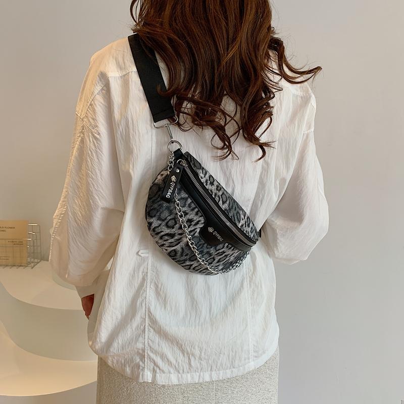 Сумка на талию с застежкой-молнией для женщин с леопардовым принтом, модная мягкая нагрудная сумка через плечо