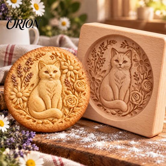 DIY Holiday Biscuit Cutters Woodland Animal Cookie Mold, Durable Wooden with 3D Relief Rustic Party Favors Patterns Cutter, Handmade Decorative Stamps