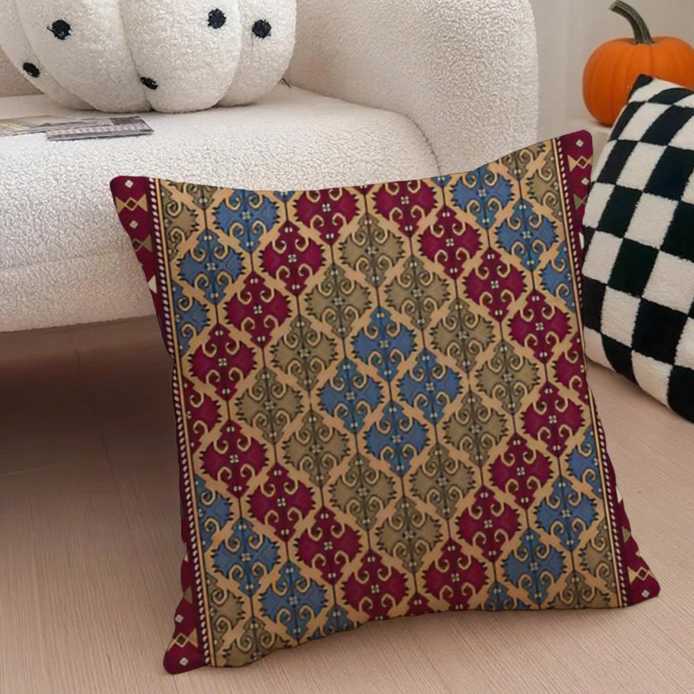 Vintage Turkish Kilim Navaho Tribal Textile Art Cushion Cover Throw Pillow Cover Hidden Button Durable Polyester Chair Cushion