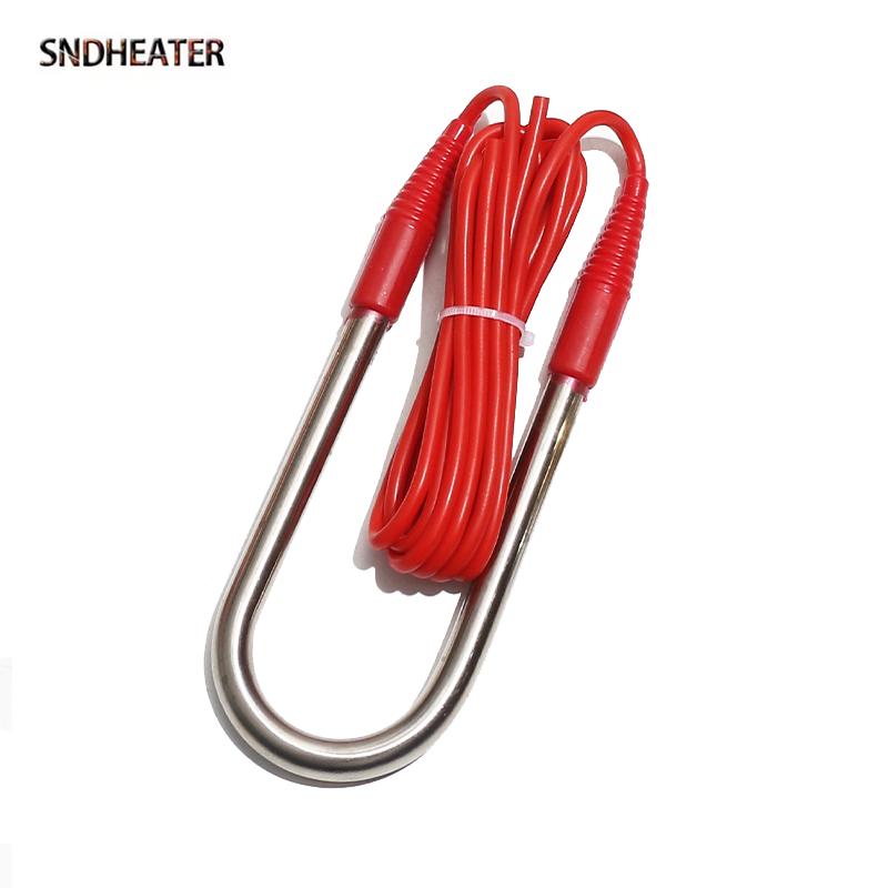 SNDHEATER 12V U Type Electic Immersion Heating Element 110MM Heater Resistance 50W 100W 150W 200W 1M Red Wire for Water Bucket