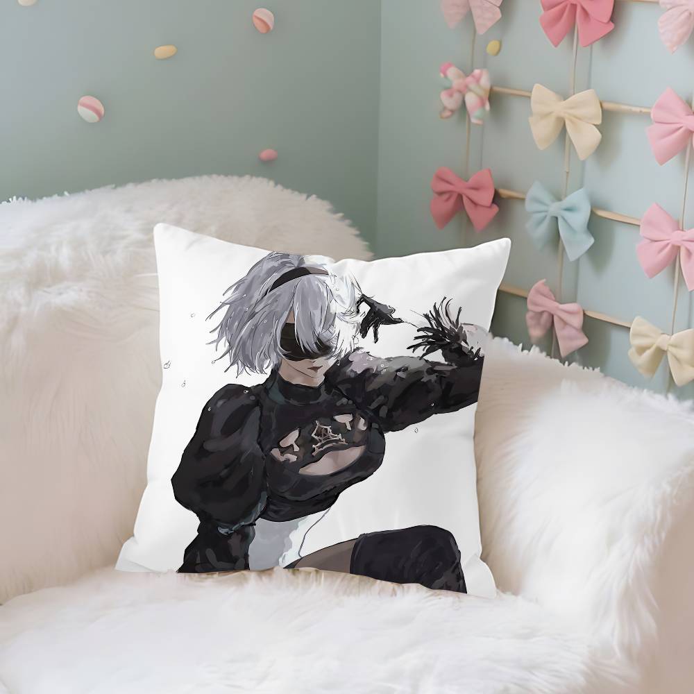 NieR Automata 2B Чехол Плюшевая Ткань Мягкая Наволочка Двусторонний Принт Чехол для Подушки Домашние Подарки