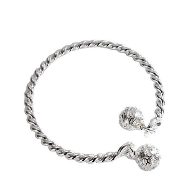 Посеребренный браслет S925 серебряный браслет свадебный браслет витая линия Gong Ling женский браслет-колокольчик китайский День святого Валентина пара ювелирных изделий