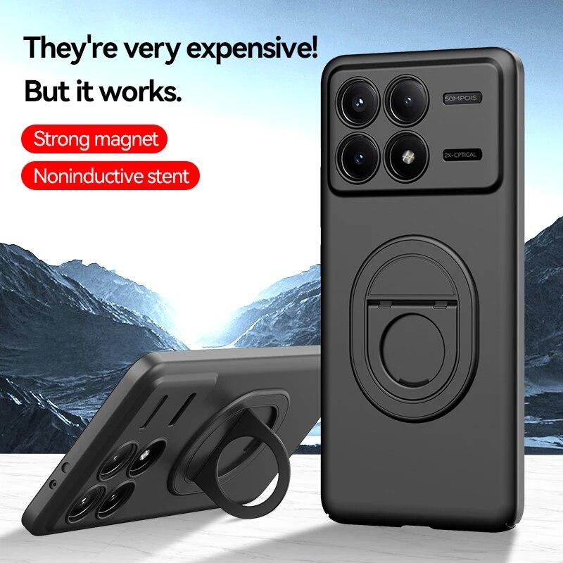Для POCO X6 Pro автомобильный магнитный чехол-держатель-невидимка для Redmi Note 13 5G 12 Pro Plus матовый противоударный чехол из ТПУ, бампер