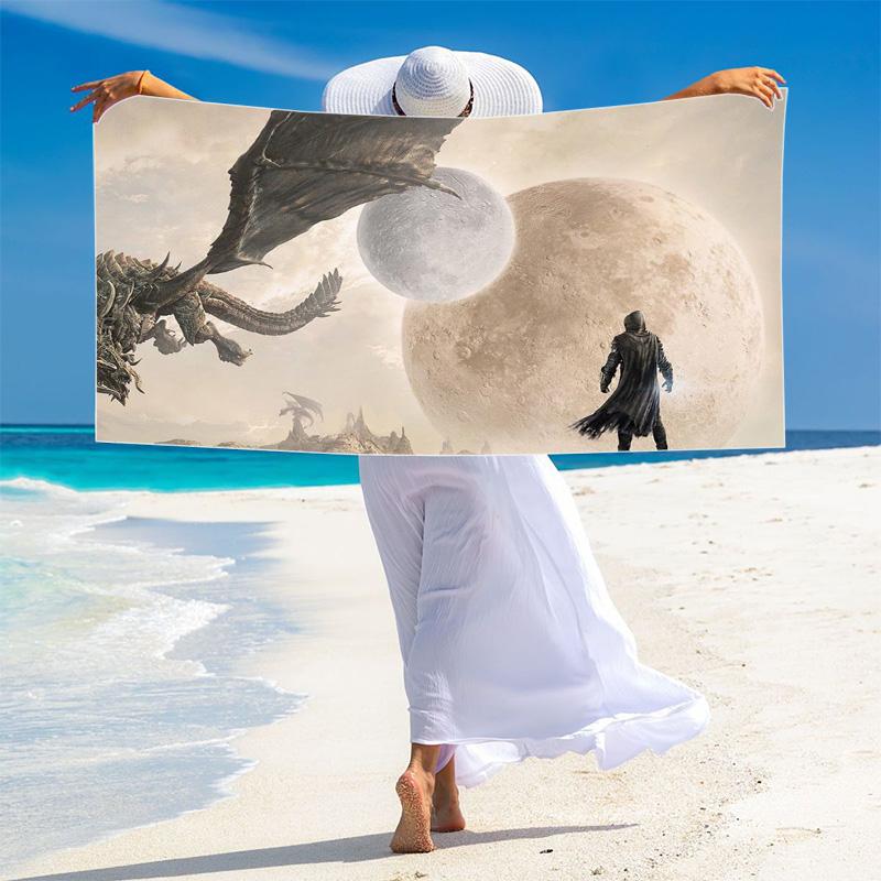 Moonknight Print Beach Towel, Large Soft Quick Dry Towel for Beach Camping Swimming