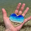 Ocean Pocket Heart Glass Beach Heart Ornament Handmade Pocket Sea Mini Heart Keepsake Gift for Friend Valentine's Day Birthday