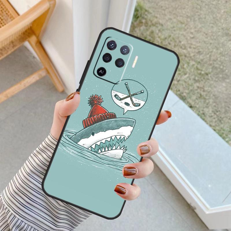 Мультяшные Акулы Чехол Для Oppo A60 A80 A40 A17 A57 A77 A74 A54 A94 A78 A98 A18 A38 A58 A96 A76 A16 A15 A5 Pro