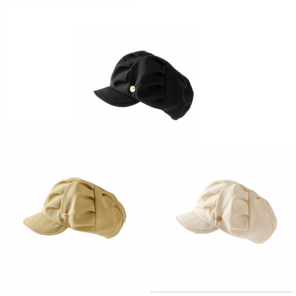 Y2K Плиссированная шляпа-берет Восьмиугольная кепка Плиссированная восьмиугольная кепка Ретро Шляпа художника с облаками Леди