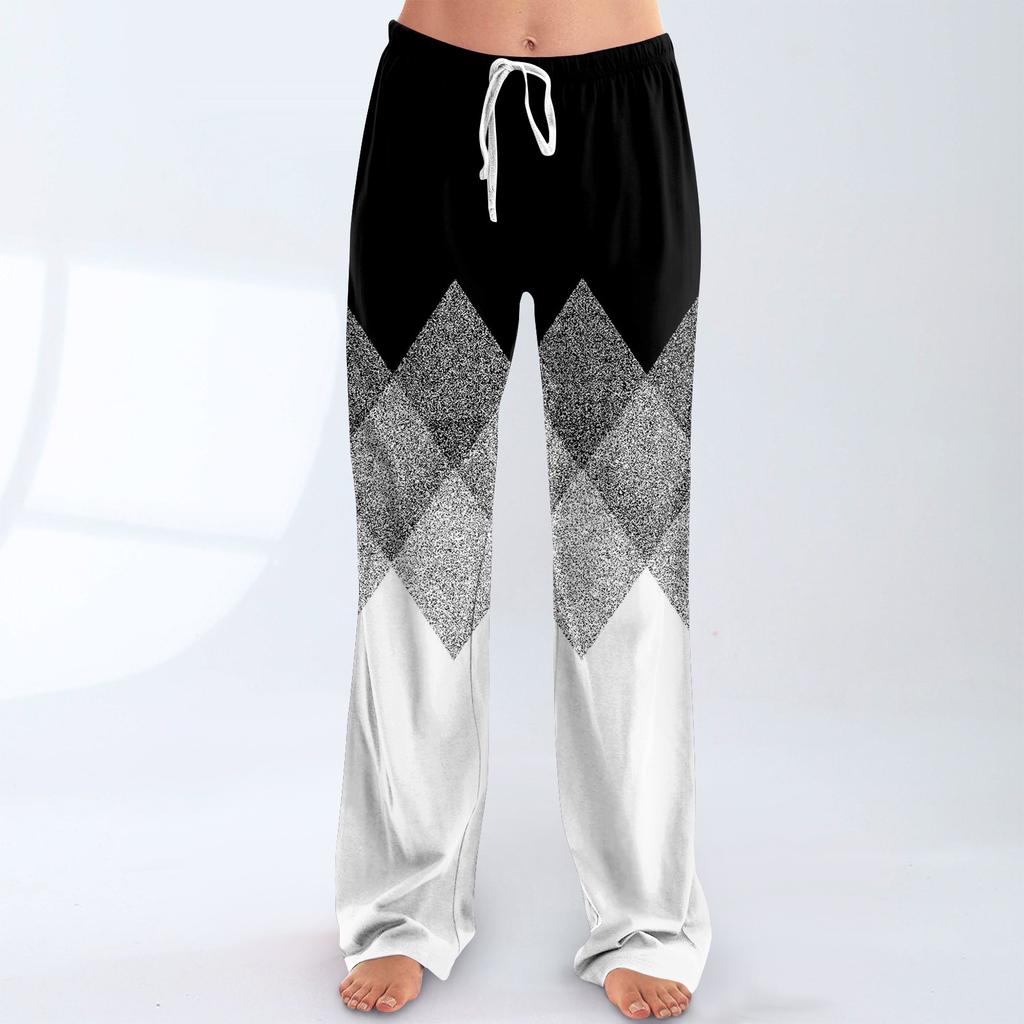 Женские пижамные штаны, одежда для сна, повседневные брюки с эластичной резинкой на талии, удобные прямые свободные брюки для йоги