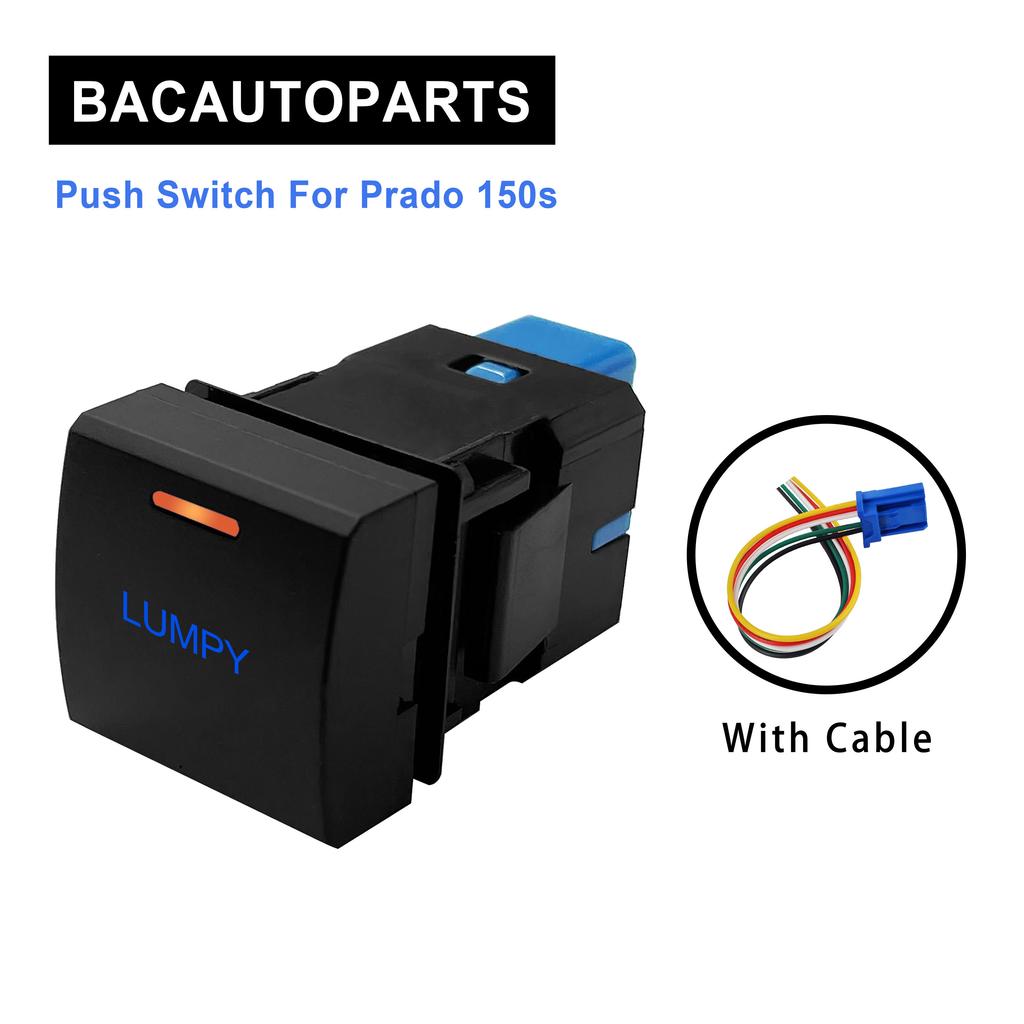 12V Blue Orange Light Latching Momentary Push Switch 22 X 22mm For Toyota Prado 150 Series Camry Hiace Corolla RAV4 Land Cruiser