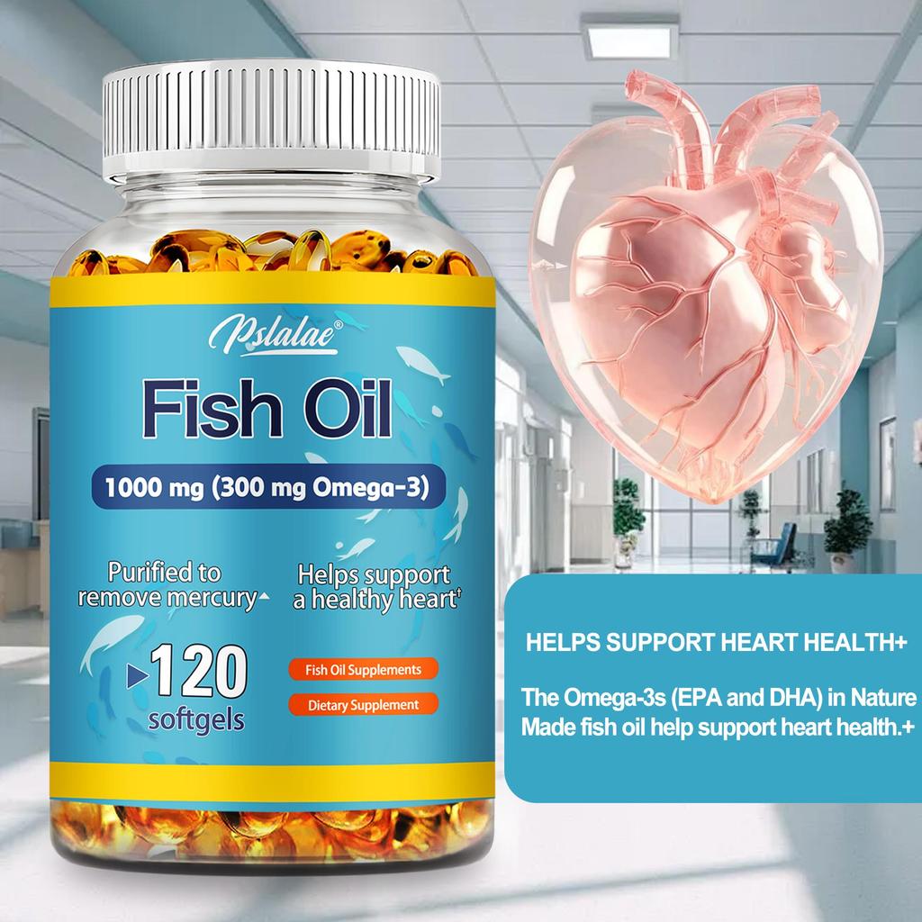 Pslalae - 1000 mg Fish Oil Dietary Supplement Capsules - Heart Health