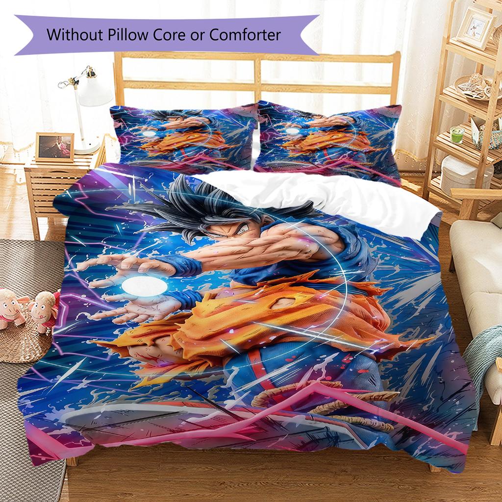 DBZ Boost Pattern Bedding Quilt Set Quilt Cover Pillowcase Home Decoration Birthday Gift (1 * duvet cover + 2 * pillowcase, without core)