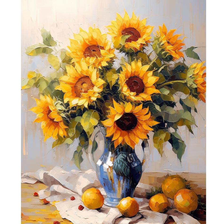 Рамка «сделай сам», картина по номерам, подсолнух, акриловая краска по номерам для взрослых, картина, настенное искусство, холст, 40x50 см