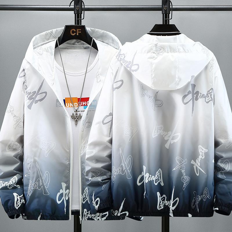 Летняя цветная светоотражающая солнцезащитная одежда для мужчин и женщин, ультратонкая куртка Ice Silk для пар, модная градиентная куртка