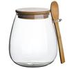 Glass Storage Container Tin, Airtight Container, Coffee Canister with Bamboo Lid and Bamboo Spoon, 1000ml