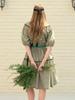 L By L Green Flower Cotton Lace Dress