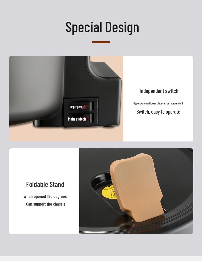 Двусторонняя электрическая блинница Rongshengda с увеличенной плитой с титановым покрытием