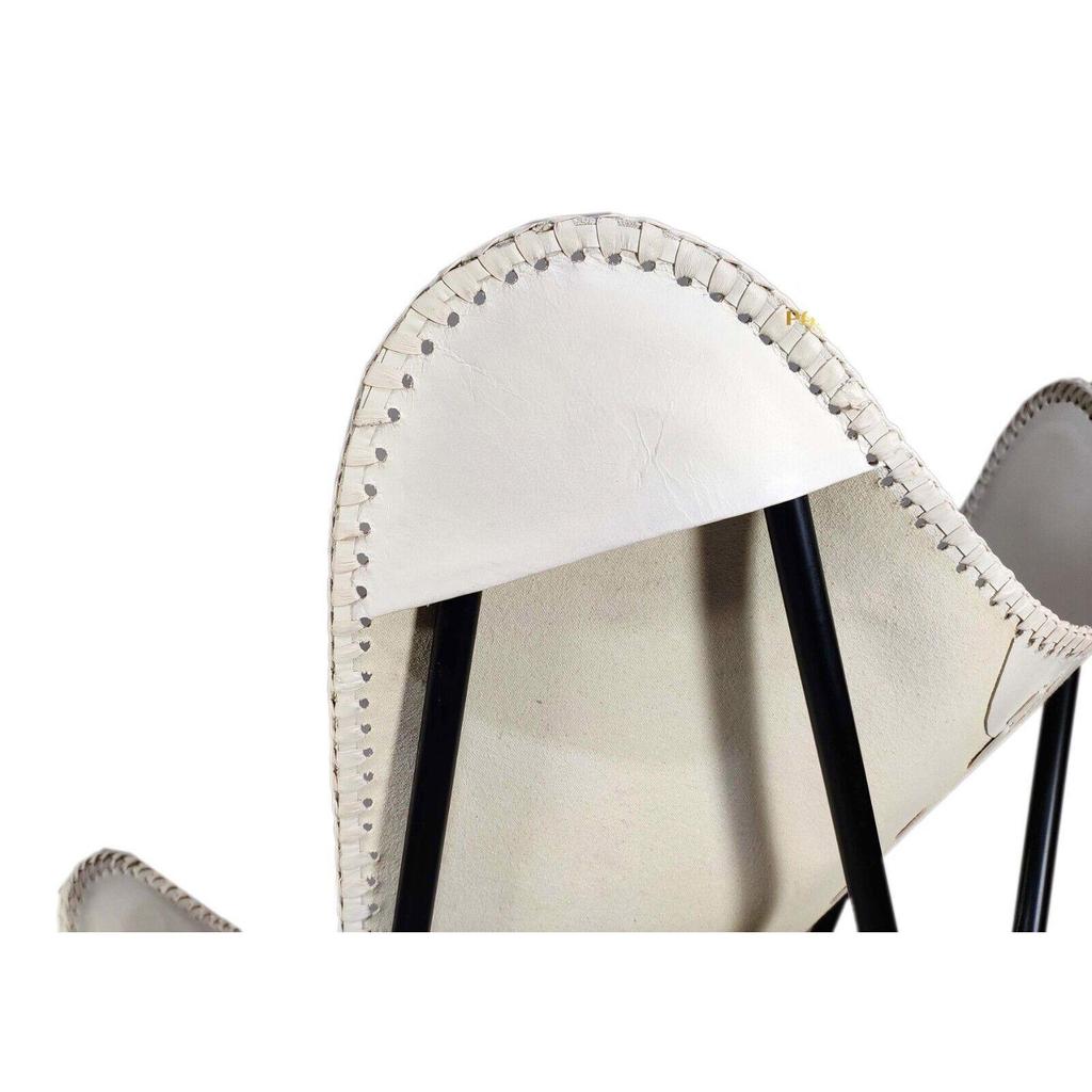 Стул кожаного офиса Хандмаде белого кожаного стула бабочки удобный