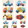 OTONOPI Wooden Jigsaw Puzzle for Shape Fitting Shape 3D 6 Types Vehicle Wooden Educational Montessori Educational Kindergarten 6 Ages Children,