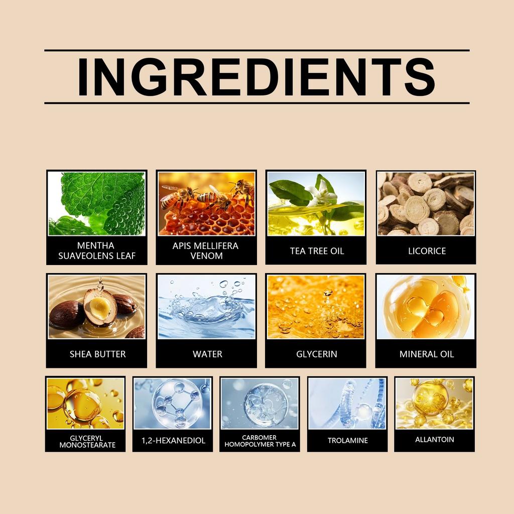 Крем для ухода за кожей с пчелиным ядом Облегчение Противовоспалительный Увлажняющий Успокаивающий крем Масло чайного дерева