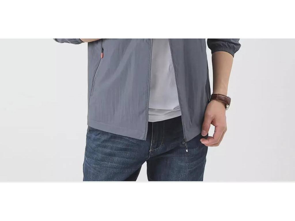 Мужская летняя куртка для активного отдыха Ice Silk с воротником-стойкой и солнцезащитным покрытием — дышащая и быстросохнущая.