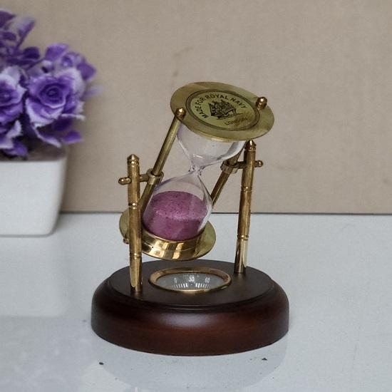 Латунный вращающийся песочный таймер 15,24 см с компасом на деревянной основе, морские песочные часы для украшения дома, офиса, подарка для мамы