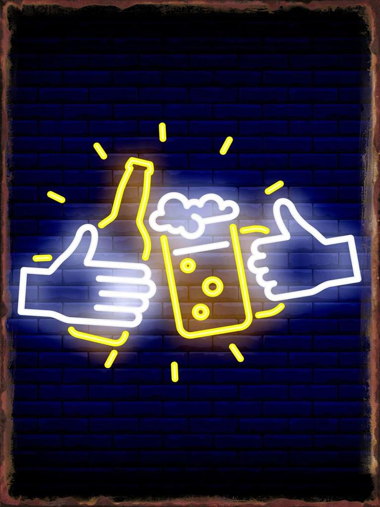 Neon Beer Bar Poster Metal Signs for Pub Home Bedroom Decor Tin Sign Decorative Plaques Painting Wall Aesthetical Decoration