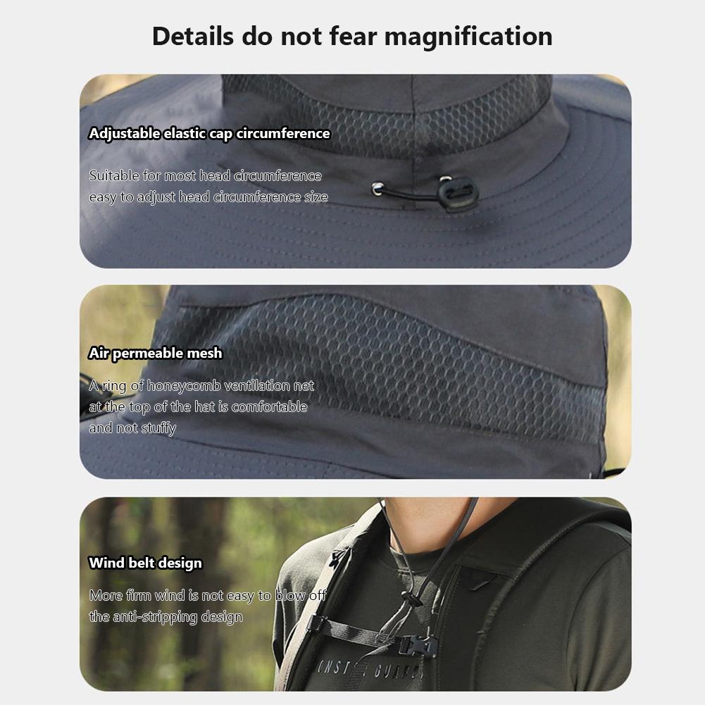 Outdoor Wide Brim Sun Hat With Solar Fan Hat, Men Sunscreen Sun Hat Built In 2 Solar Powered Fan Outdoor Fishing Hat For Beach Garden Outdoor Sports