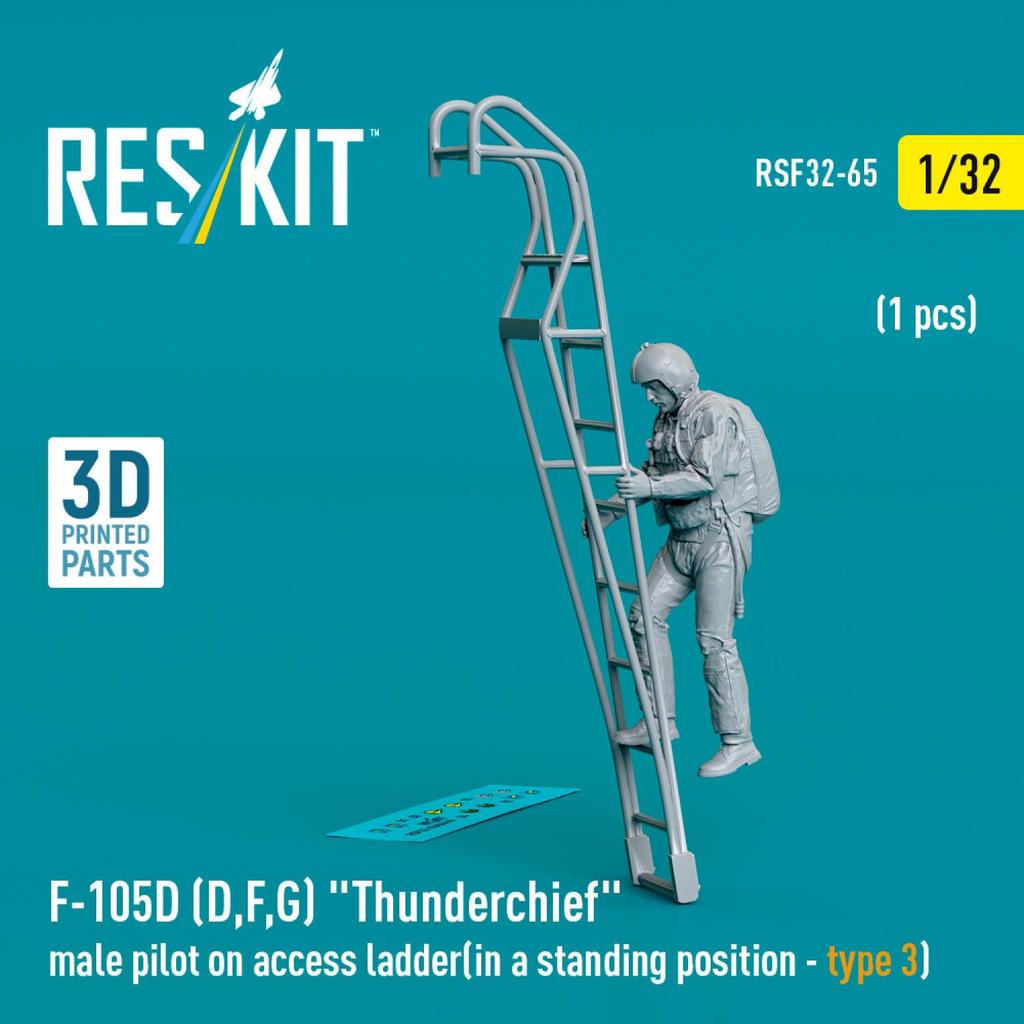 Reskit Male Pilot Ladder Type 3 3D Printer Resin Kit 1/32 F-105 (D, F, G) w/Boarding RSKF32-0065 (Airplane)