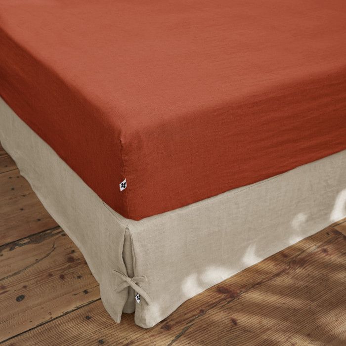Drap housse "Soline" toutes dimensions Lin lavé - 140x190 - Soline Paprika