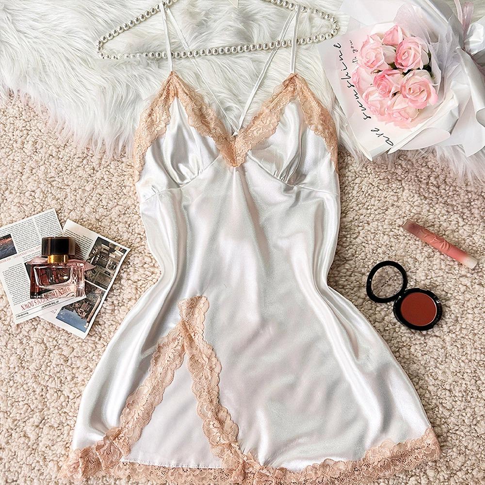 Женский сексуальный забавный комплект: комбинация, ночная рубашка, нижнее белье с халатом - Домашняя одежда, пижама, лето-зима