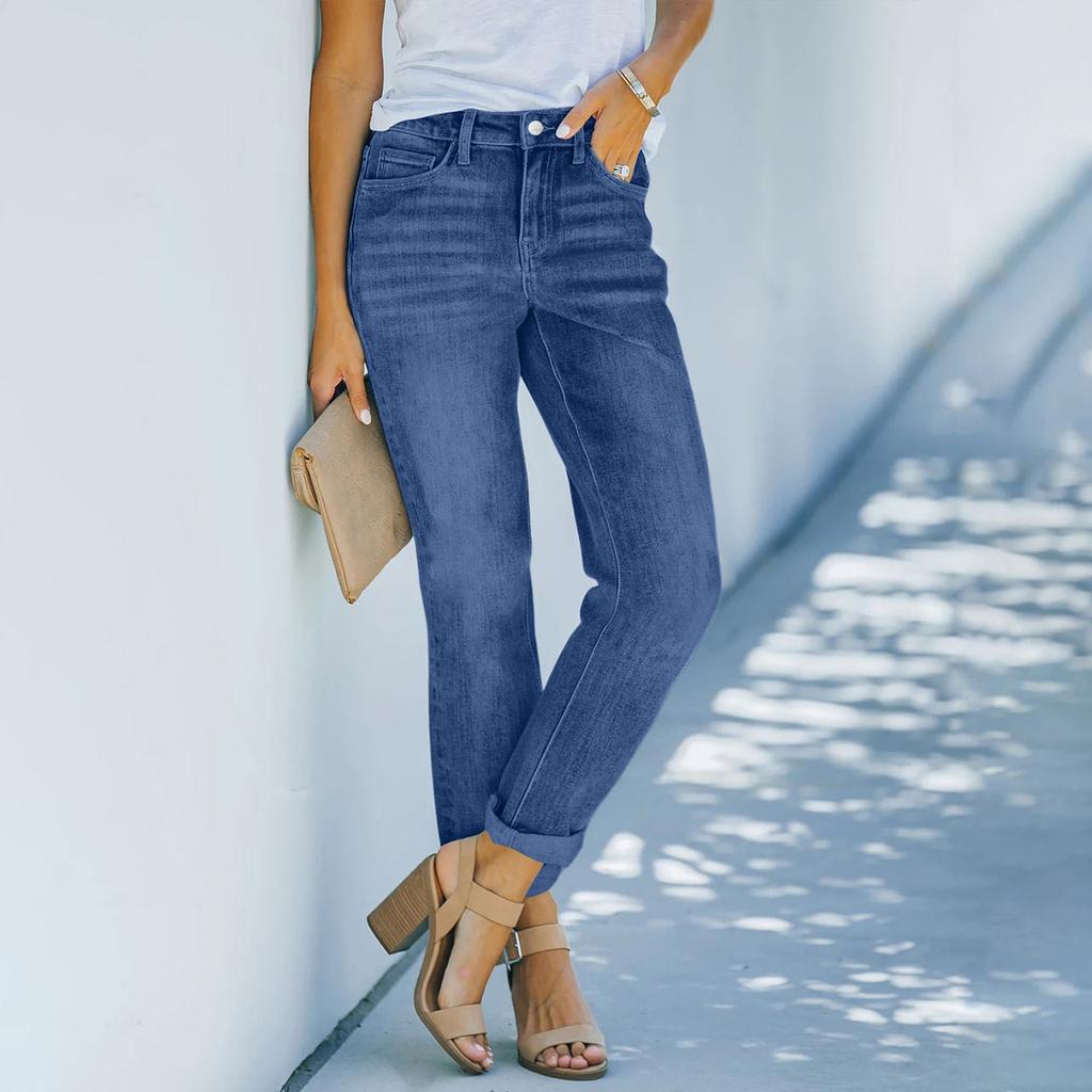 Женские джинсовые классические универсальные модные брюки с высокой талией