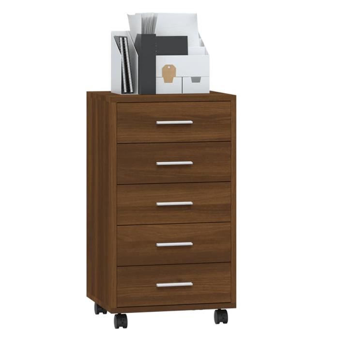342676 vidaXL Chest of Drawers with Castors Brown Oak Engineered Wood