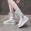Fashion 2025 Summer Women's Boots Net Yarn Mesh Thin Section Cool Boots Mid-Calf Thick Bottom Sandals