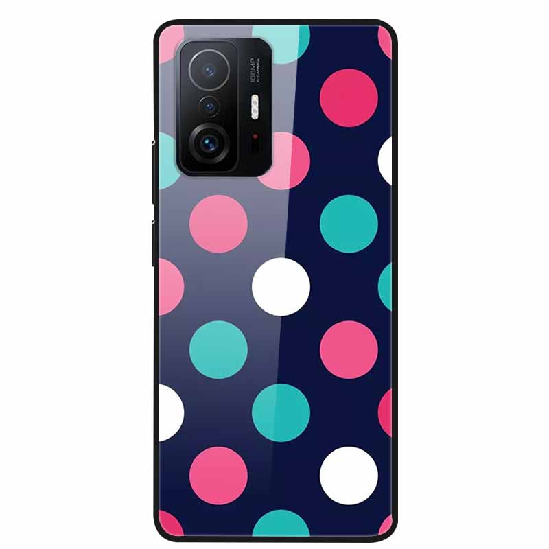 Для Xiaomi 11T Pro Стеклянный чехол Жесткий закаленный стеклянный ПК-чехол Чехол для телефона Для Xiaomi Mi 11T 11 T Pro Ударопрочный Мультяшный Funda Coque