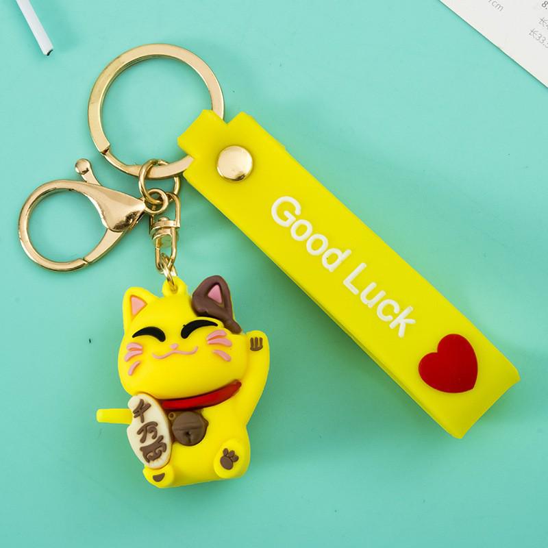 Корейский милый брелок для ключей Lucky Cat: Очаровательная подвеска для пар, сумок и автомобилей