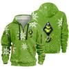 Men's Christmas Print Hooded Half-Zip Casual Sports Sweatshirt